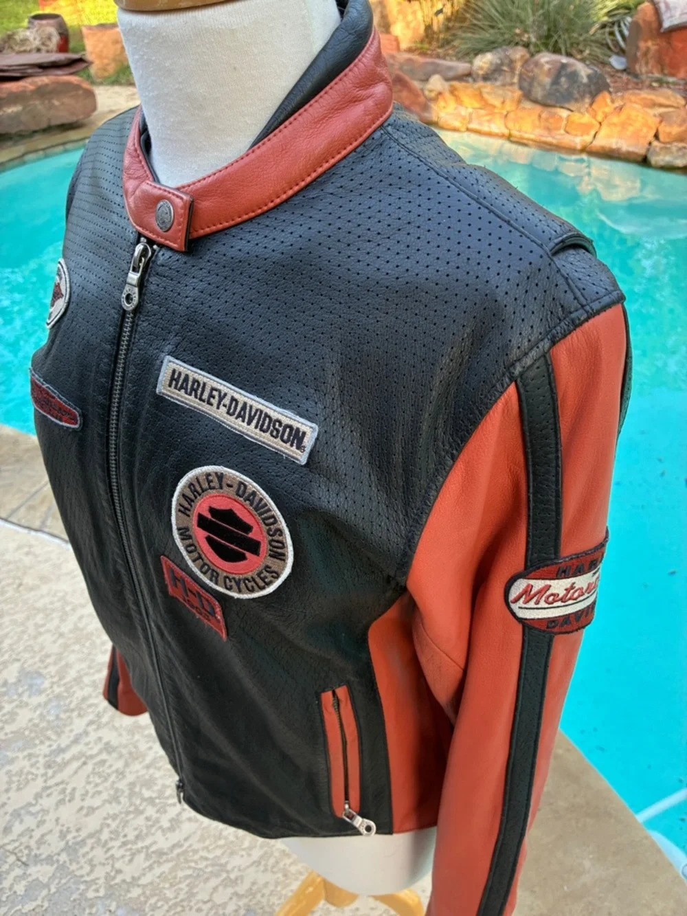 Genuine Harley-Davidson Black Rust Leather motorcycle riding Jacket exc cond L - Picture 3 of 16